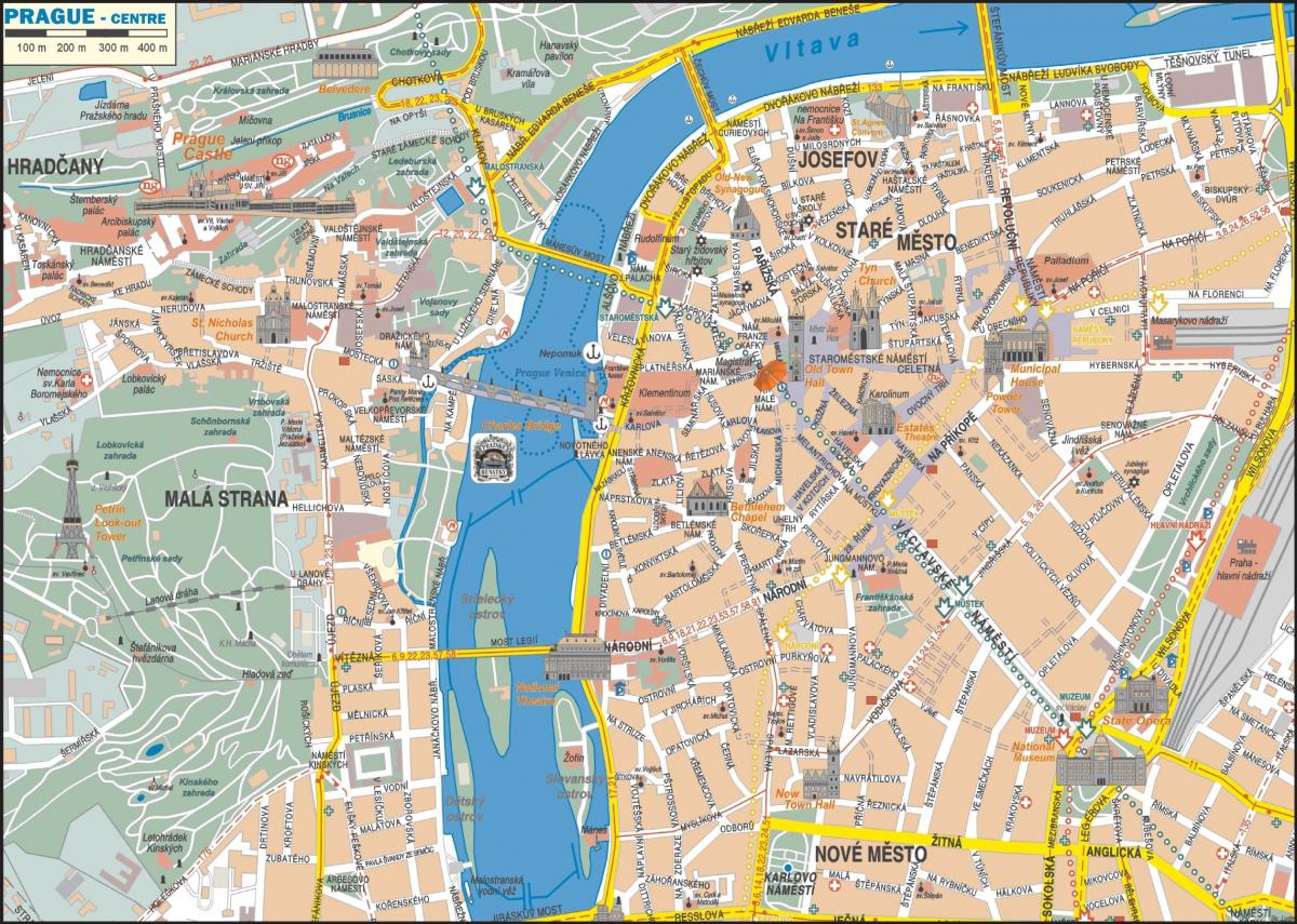 プラハ市内中心部のマップ
