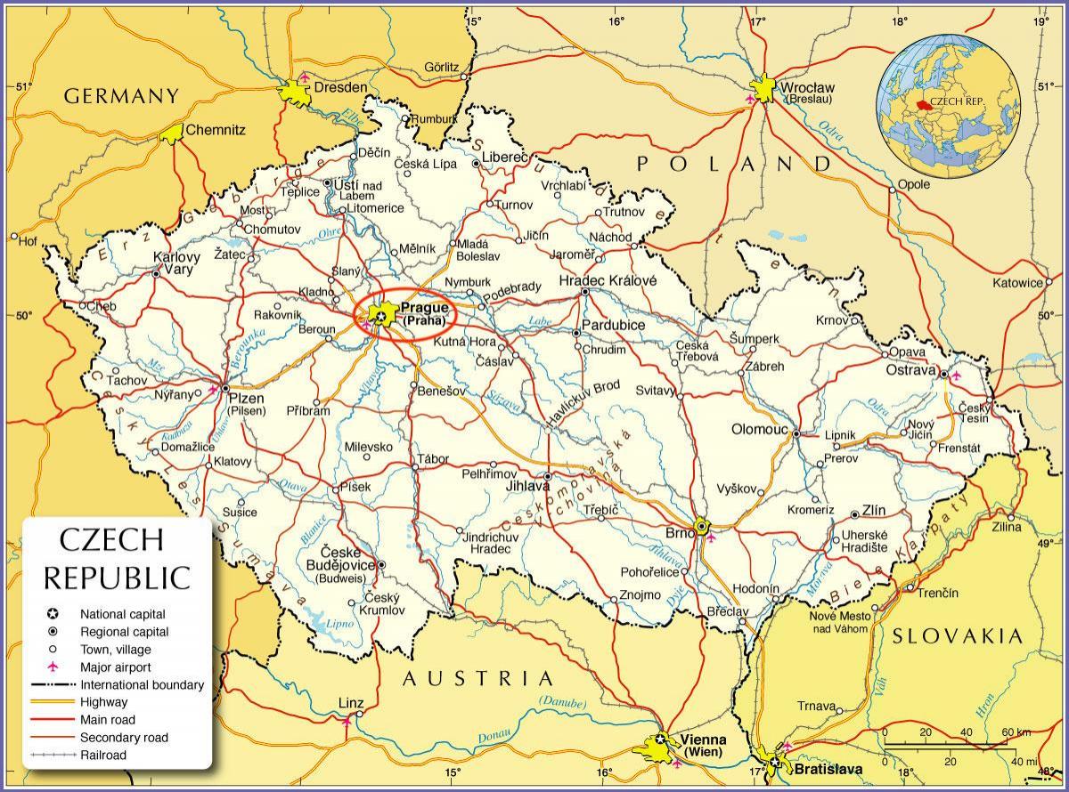 プラハ のチェコのマップ