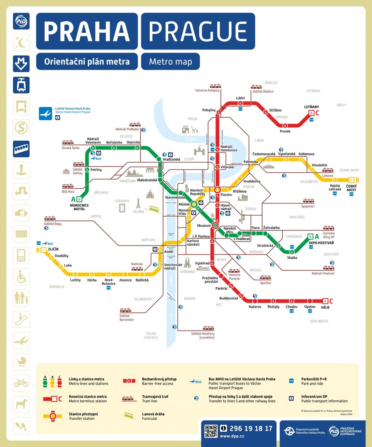 プラハの地下鉄駅の地図