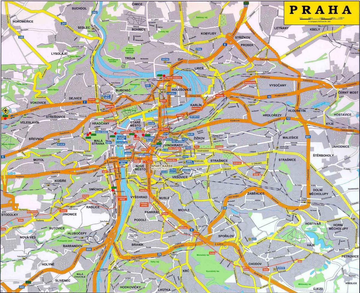 プラハの道路マップ